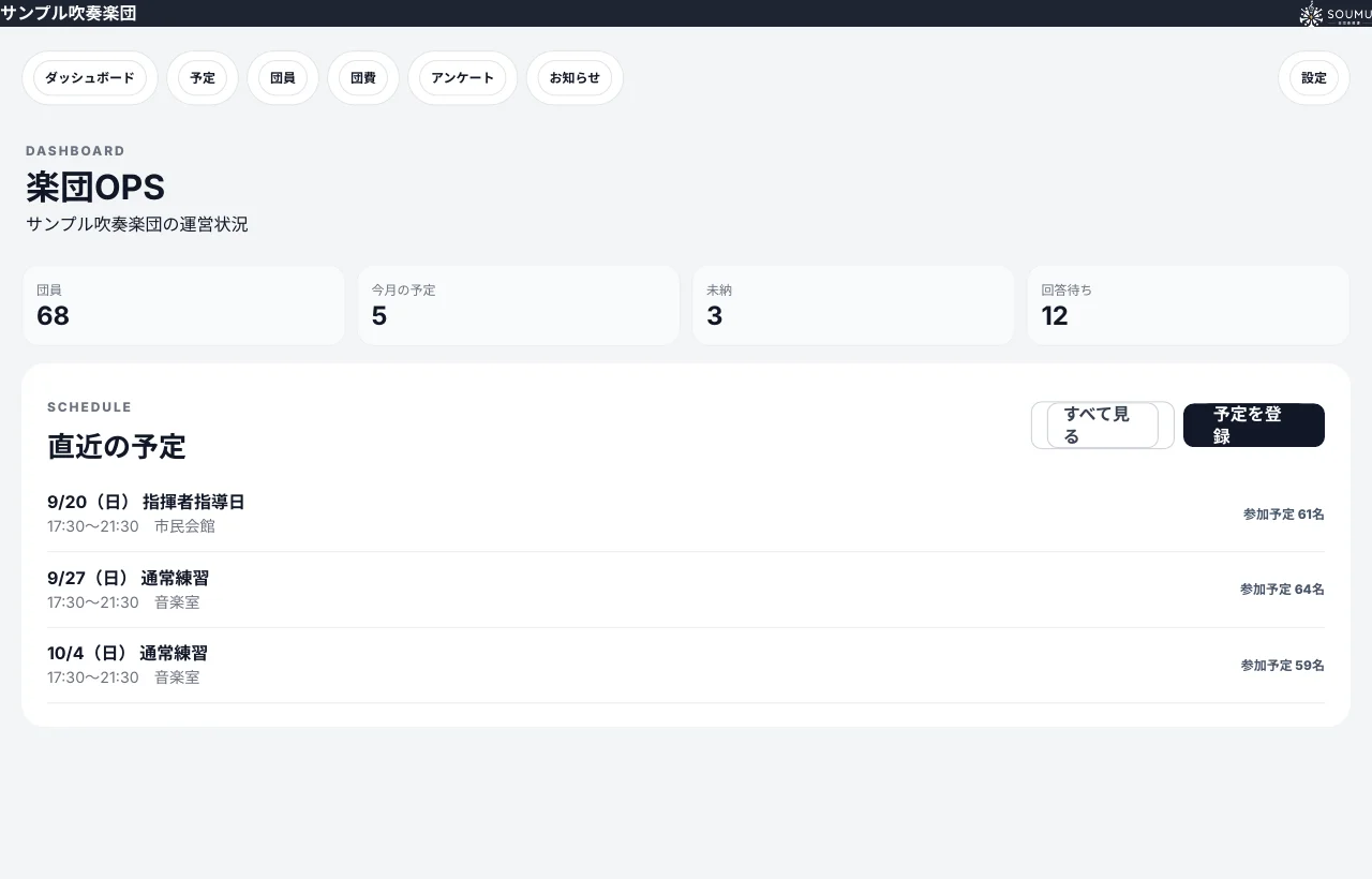 SOUMU 楽団OPSの実際の画面例